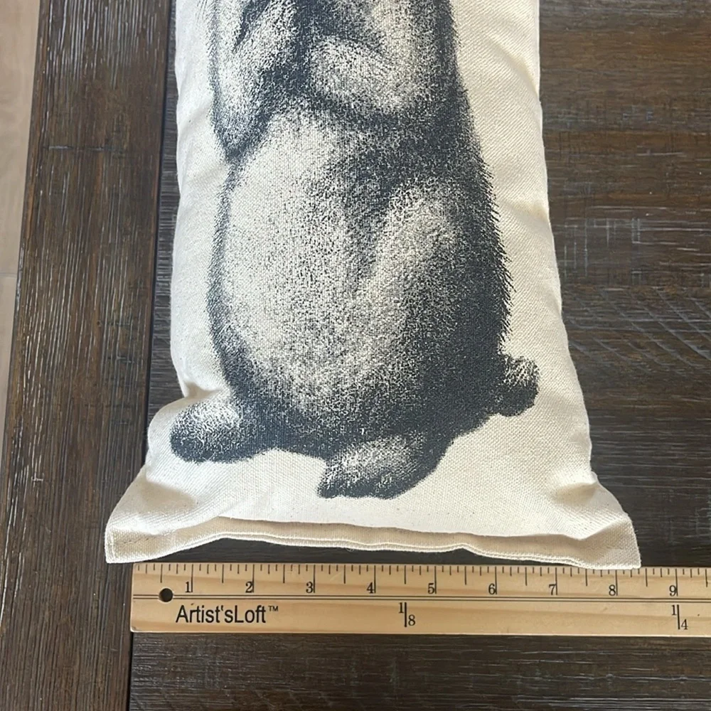 Maya Pickles Bunny Sketched Pillow (8x15) Cream Made in USA Sunroom Bench Child